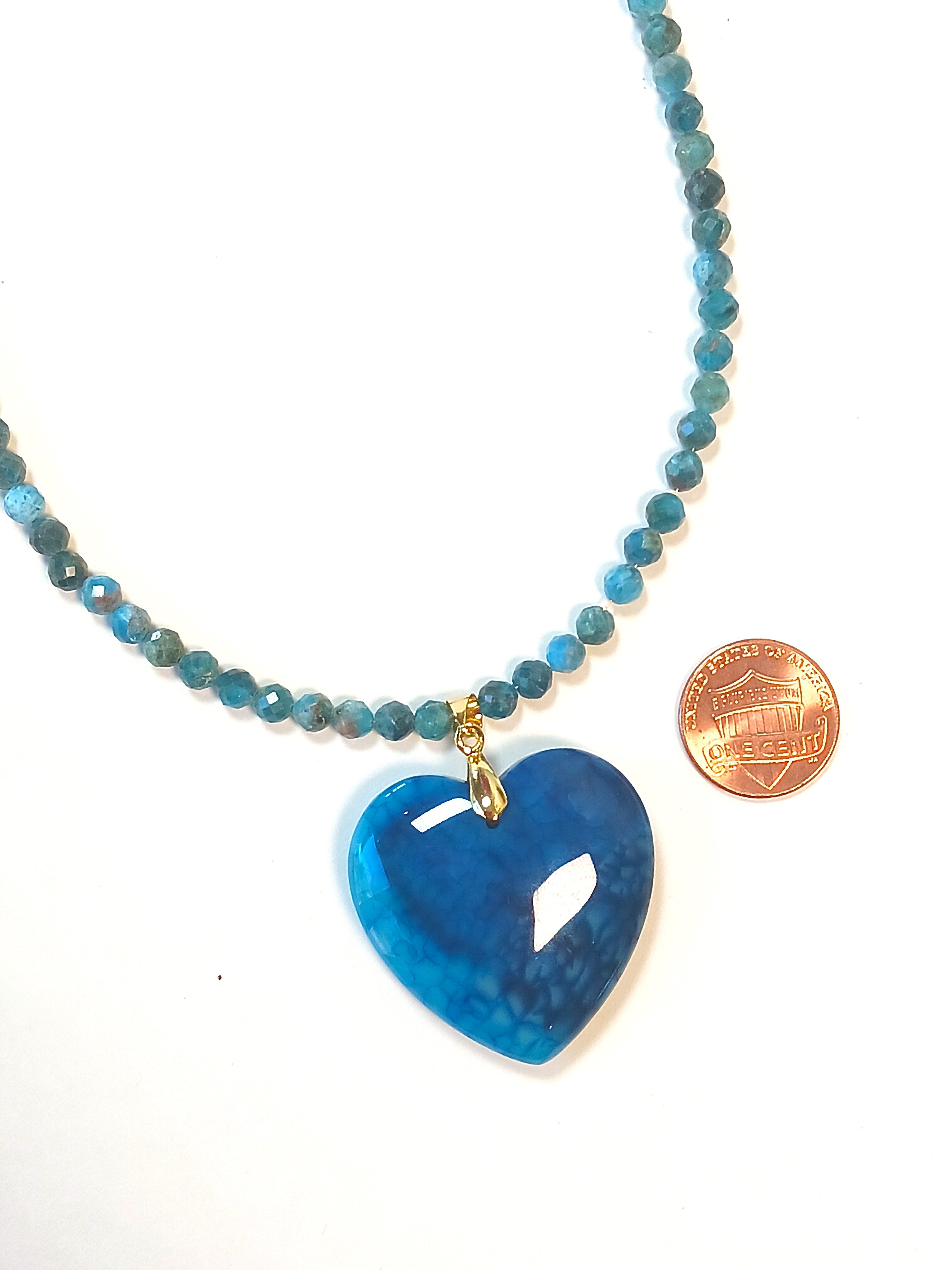 Amazonite/Agate Heart Necklace