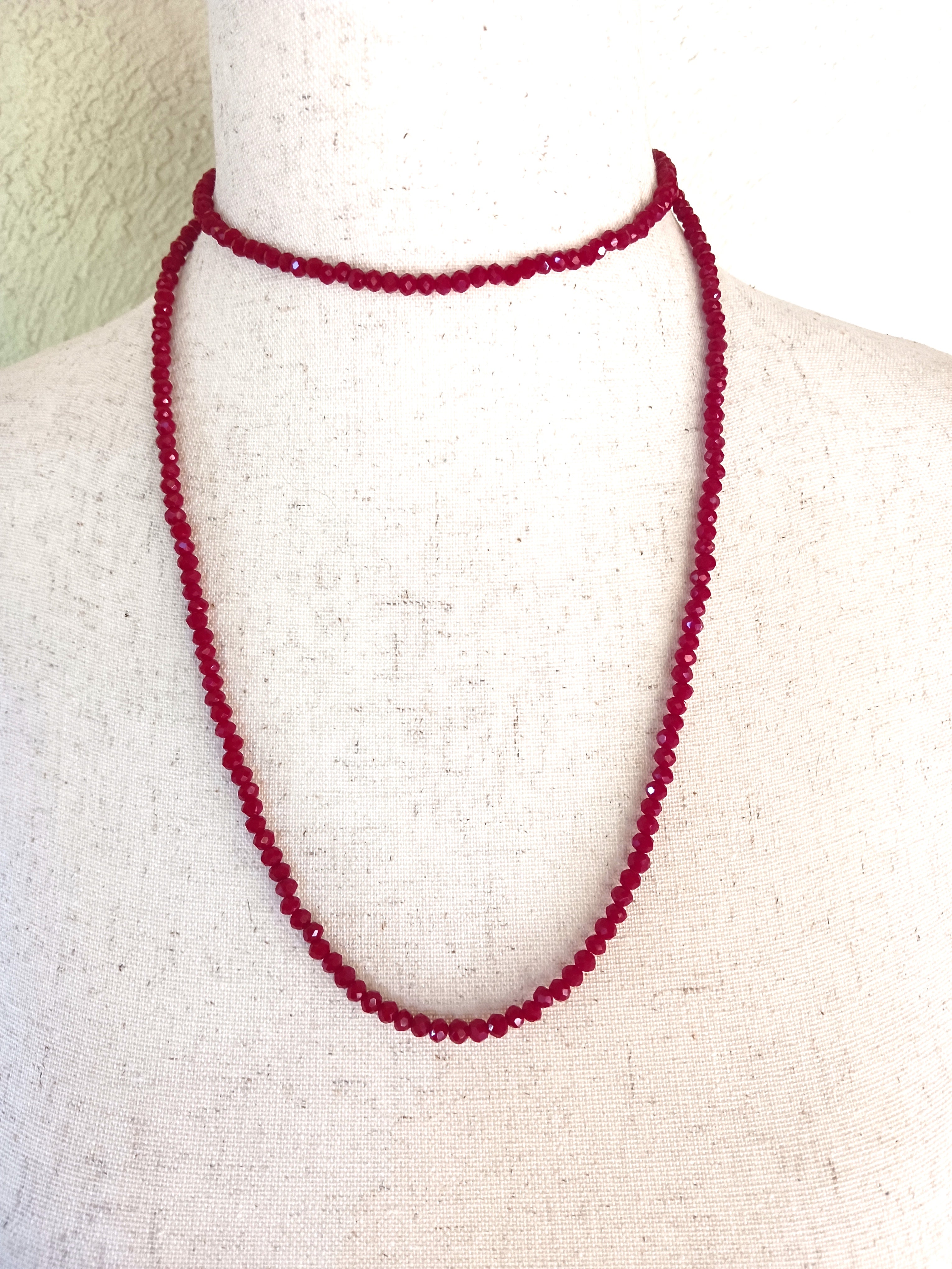 Glass Necklace - 35" - Recycled Handmade Glass