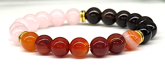 Grief /Loss-Bracelet - Carnelian/Rose Quartz/Smoky Quartz