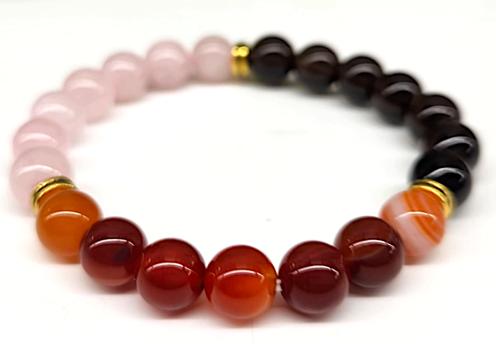 Grief /Loss-Bracelet - Carnelian/Rose Quartz/Smoky Quartz