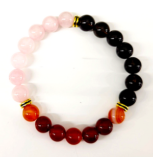 Grief /Loss-Bracelet - Carnelian/Rose Quartz/Smoky Quartz