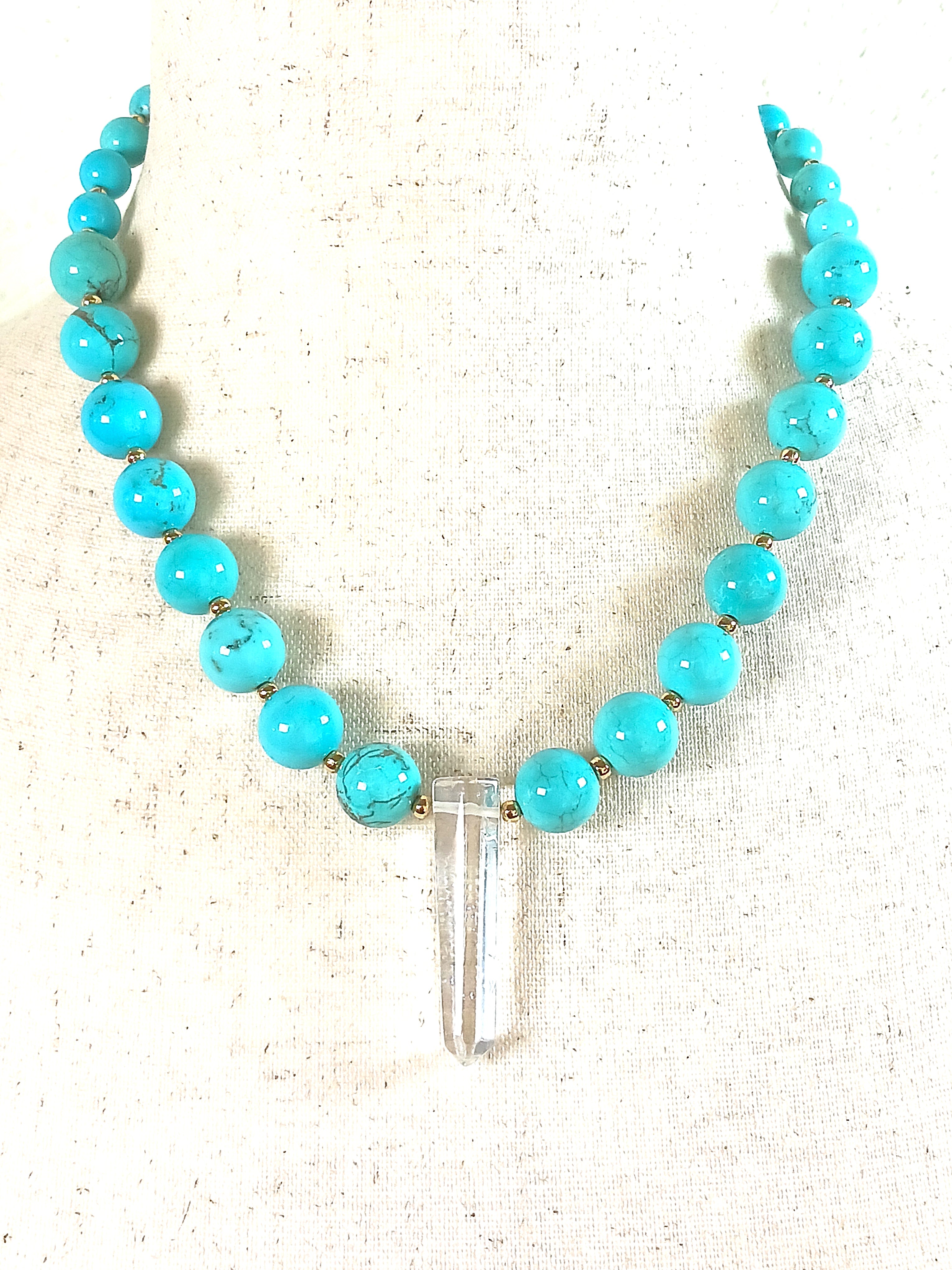 Turquoise Quartz Wand Necklace 12mm