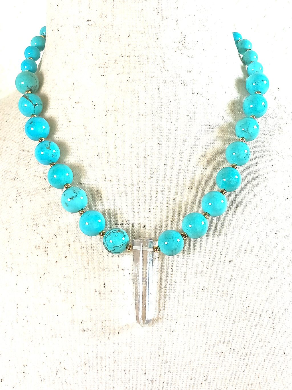 Turquoise Quartz Wand Necklace 12mm